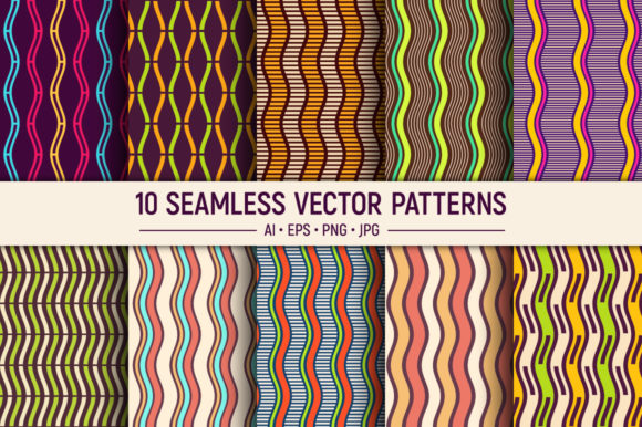 10 Seamless Colorful Wavy Lines Patterns: A Versatile Design Resource