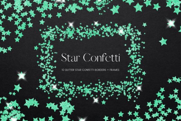 Green Star Confetti Frames Borders
