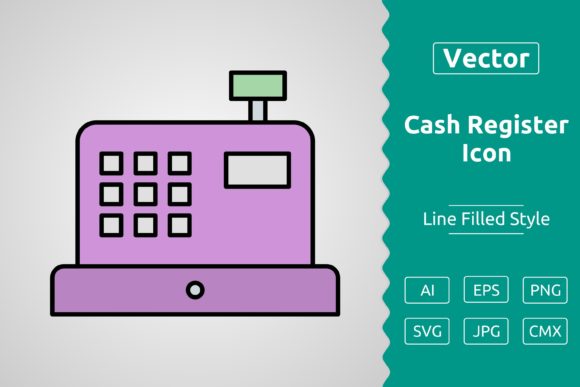 Vector Cash Register Filled Outline Icon
