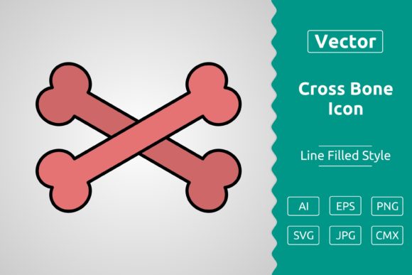 Vector Cross Bone Filled Outline Icon