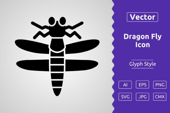 Vector Dragon Fly Glyph Icon – A Versatile Design Asset for Modern Projects