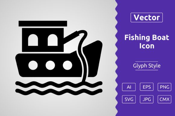Vector Fishing Boat Glyph Icon: A Versatile Resource for Designers and Creators