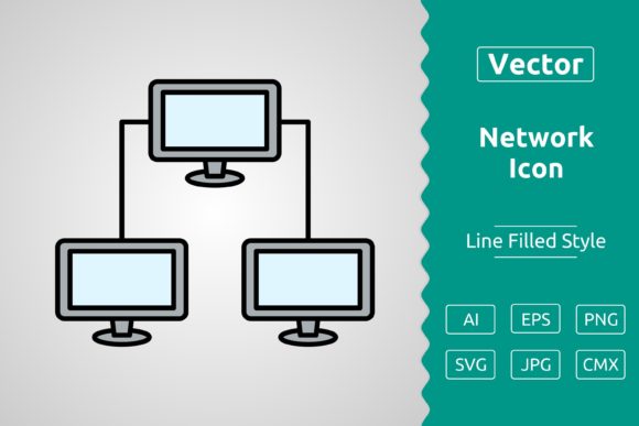 Vector Network Filled Outline Icon