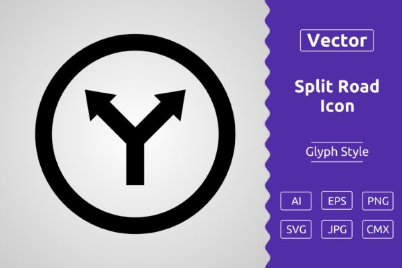 Vector Split Road Glyph Icon